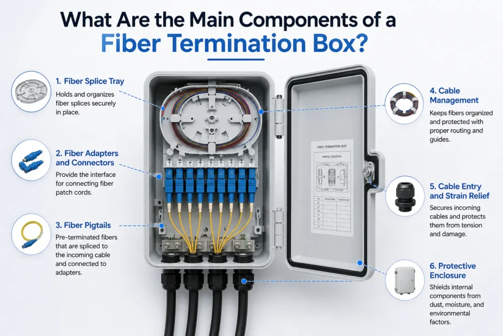 What Are the Main Components of a Fiber Termination Box?